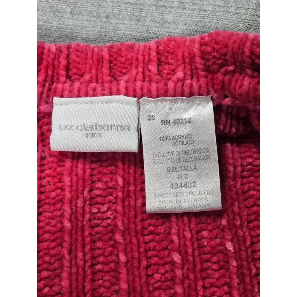 Liz Claiborne Kid Toddler 2T Hot Pink Chenille Knit Long Cardigan Duster Sweater